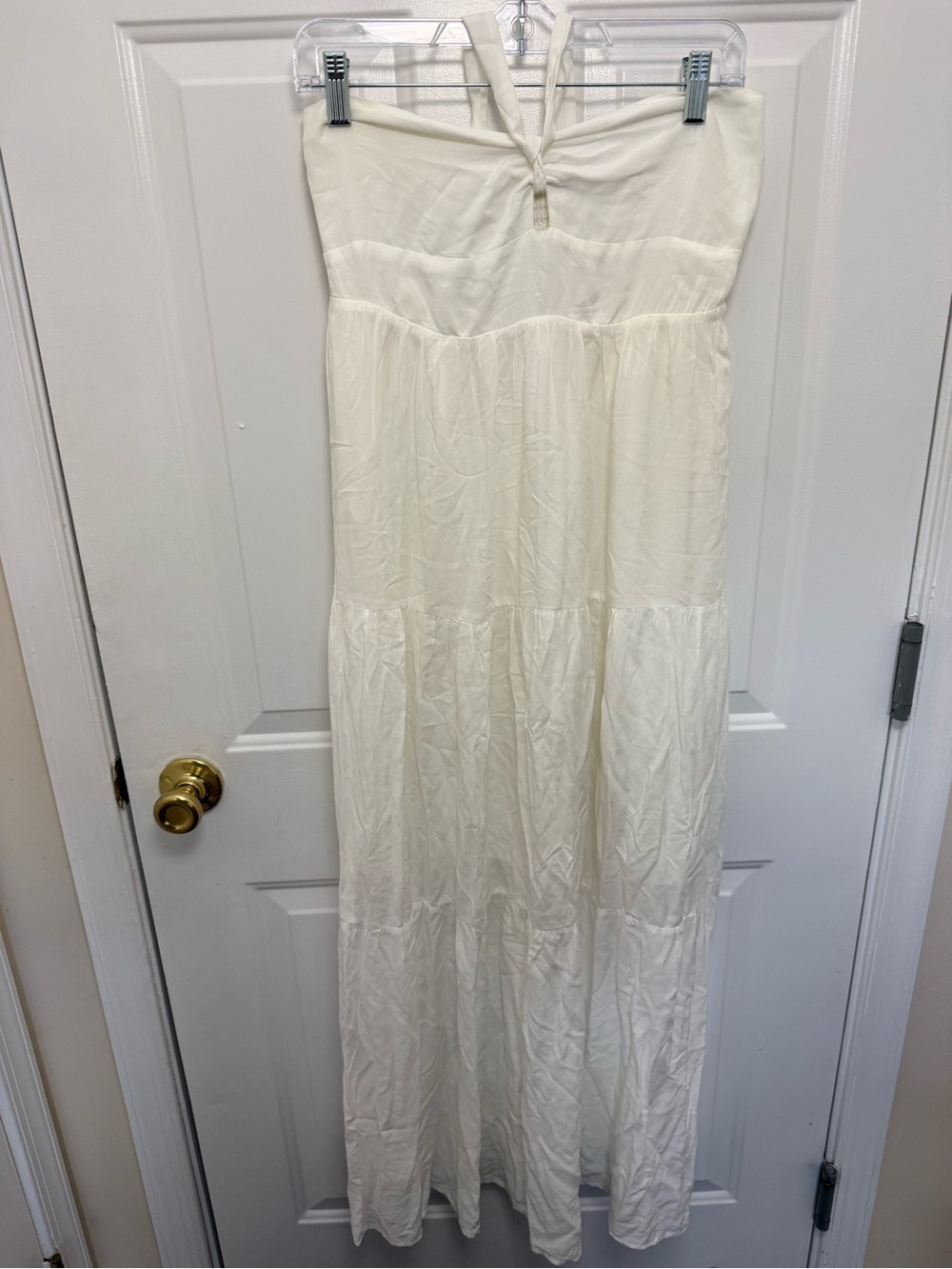 Kenny Flowers White Maxi Halter Dress Small Boho Chic Beach Vacation Lightweight